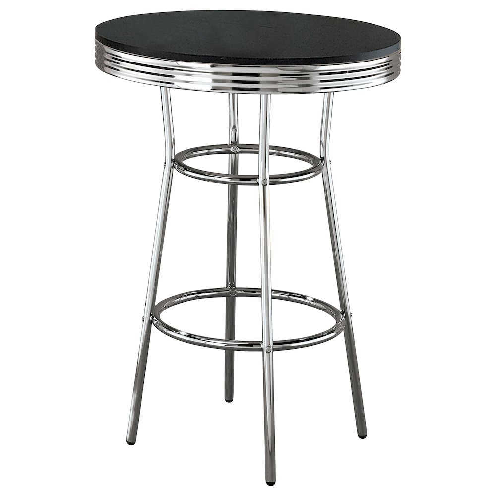Midge Black 3-piece Round 1950s Bistro Pub Bar Table Set