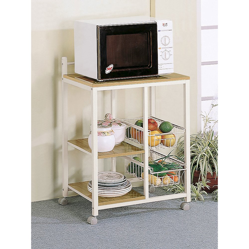 Casual Natural Brown and White Kitchen Cart
