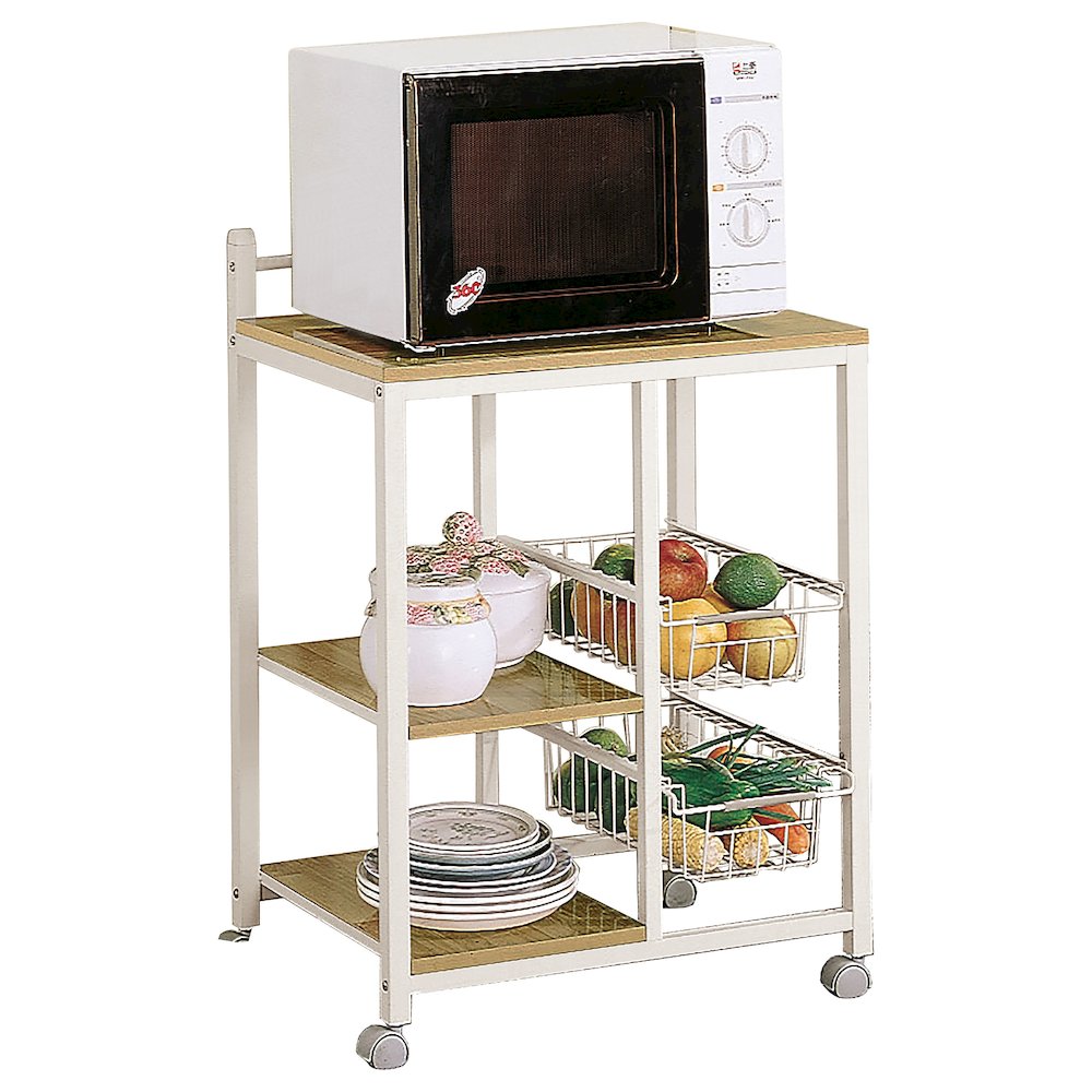 Casual Natural Brown and White Kitchen Cart