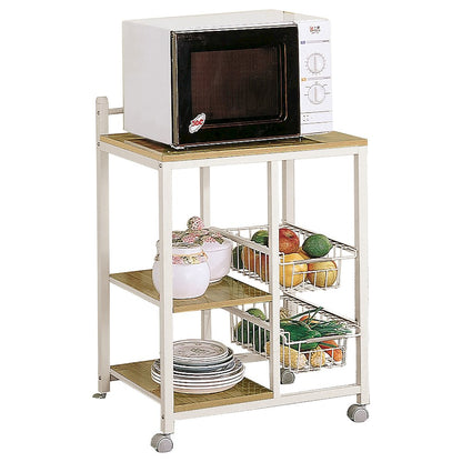 Casual Natural Brown and White Kitchen Cart