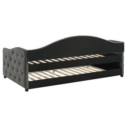 Upholstered Tufted Camel Back Twin Daybed with Trundle