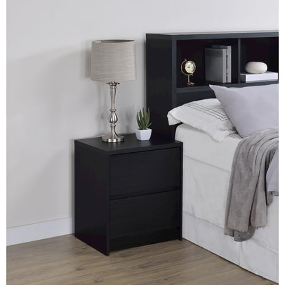 Geary Black 2-drawer Nightstand LED Lights and USB