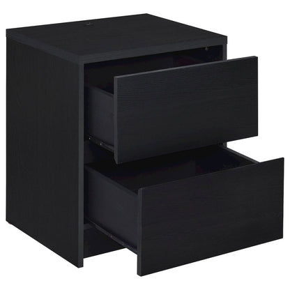 Geary Black 2-drawer Nightstand LED Lights and USB