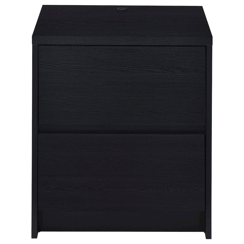 Geary Black 2-drawer Nightstand LED Lights and USB