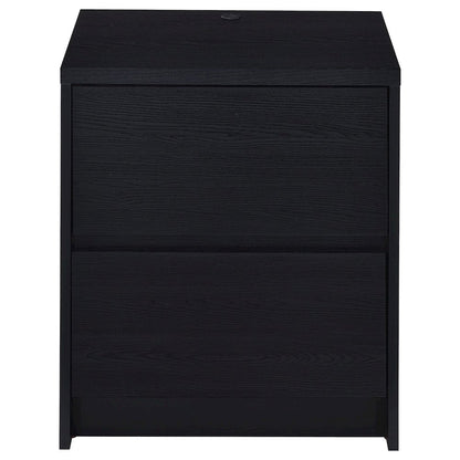 Geary Black 2-drawer Nightstand LED Lights and USB