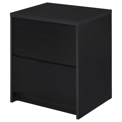 Geary Black 2-drawer Nightstand LED Lights and USB