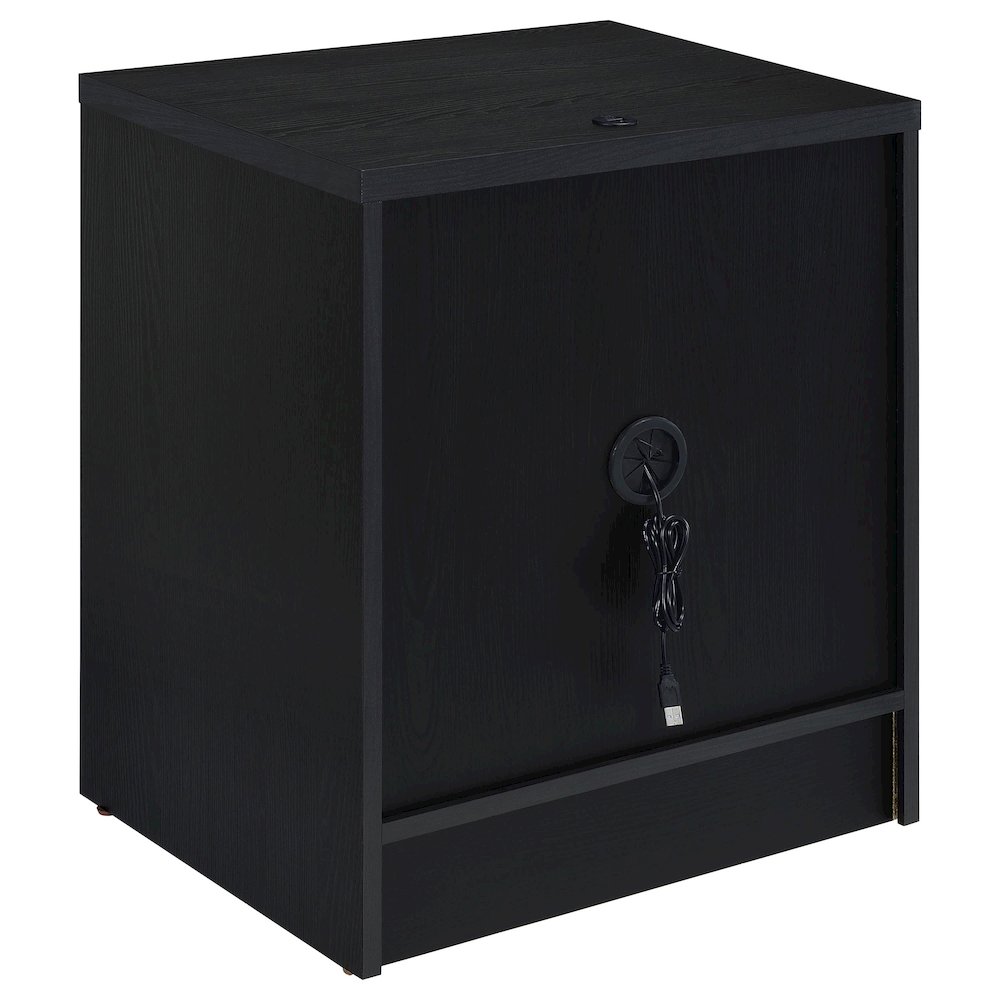 Geary Black 2-drawer Nightstand LED Lights and USB