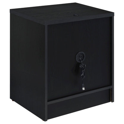 Geary Black 2-drawer Nightstand LED Lights and USB