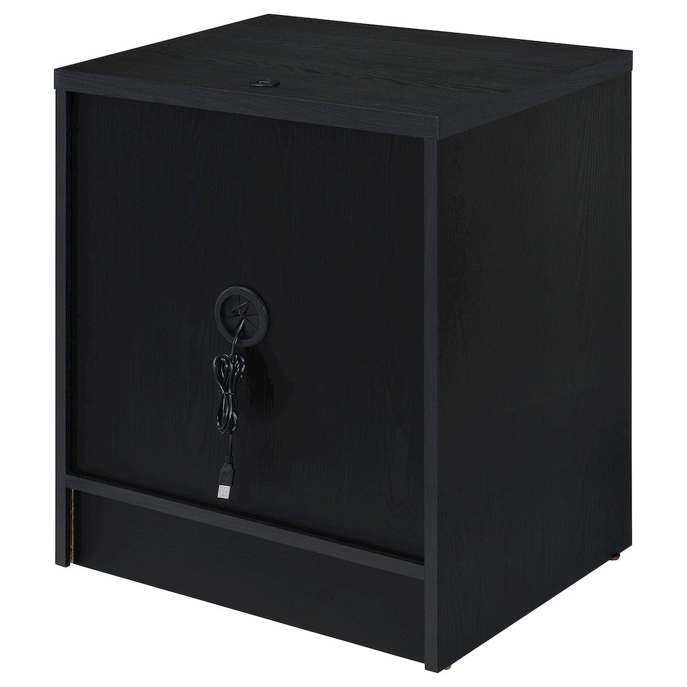 Geary Black 2-drawer Nightstand LED Lights and USB