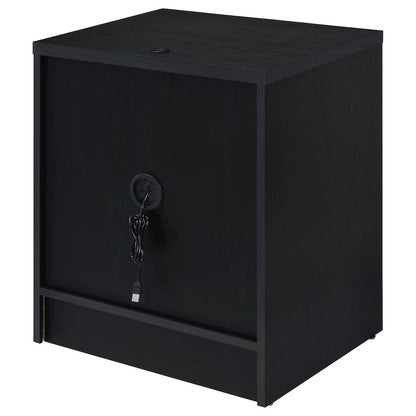 Geary Black 2-drawer Nightstand LED Lights and USB