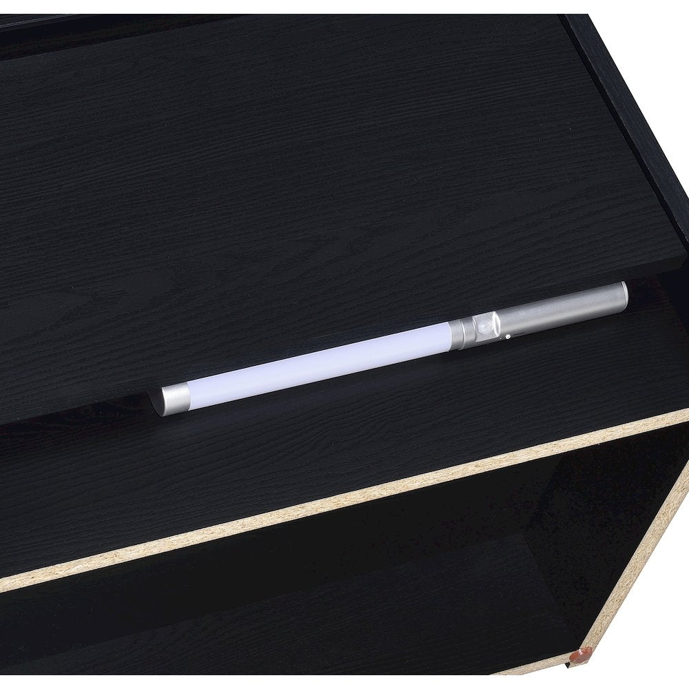Geary Black 2-drawer Nightstand LED Lights and USB
