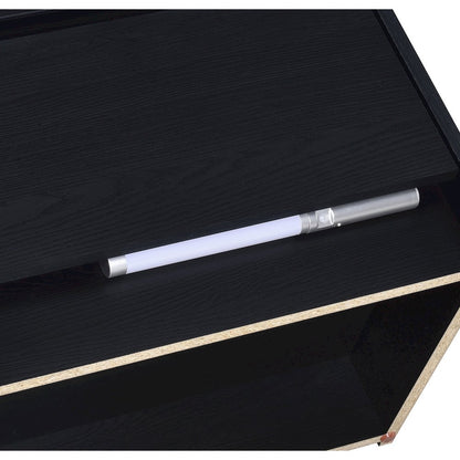 Geary Black 2-drawer Nightstand LED Lights and USB