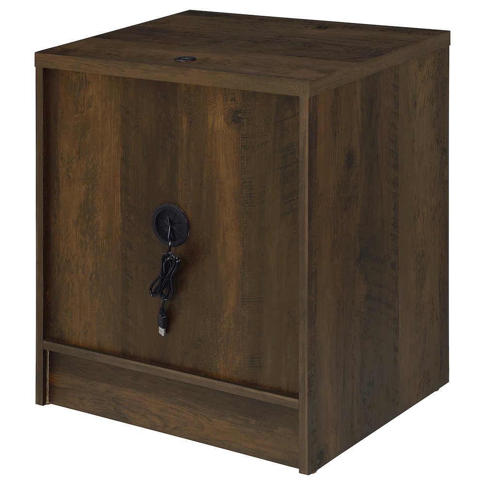 Geary Dark Pine 2-drawer Nightstand LED Lights and USB