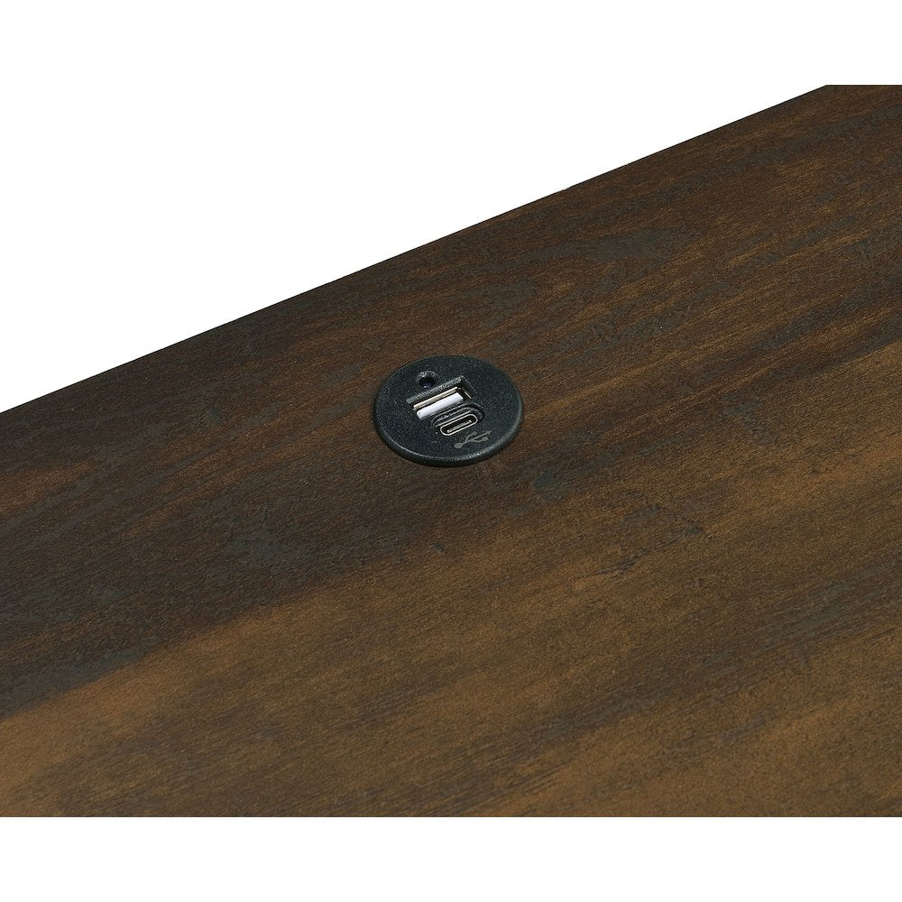 Geary Dark Pine 2-drawer Nightstand LED Lights and USB