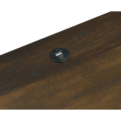 Geary Dark Pine 2-drawer Nightstand LED Lights and USB