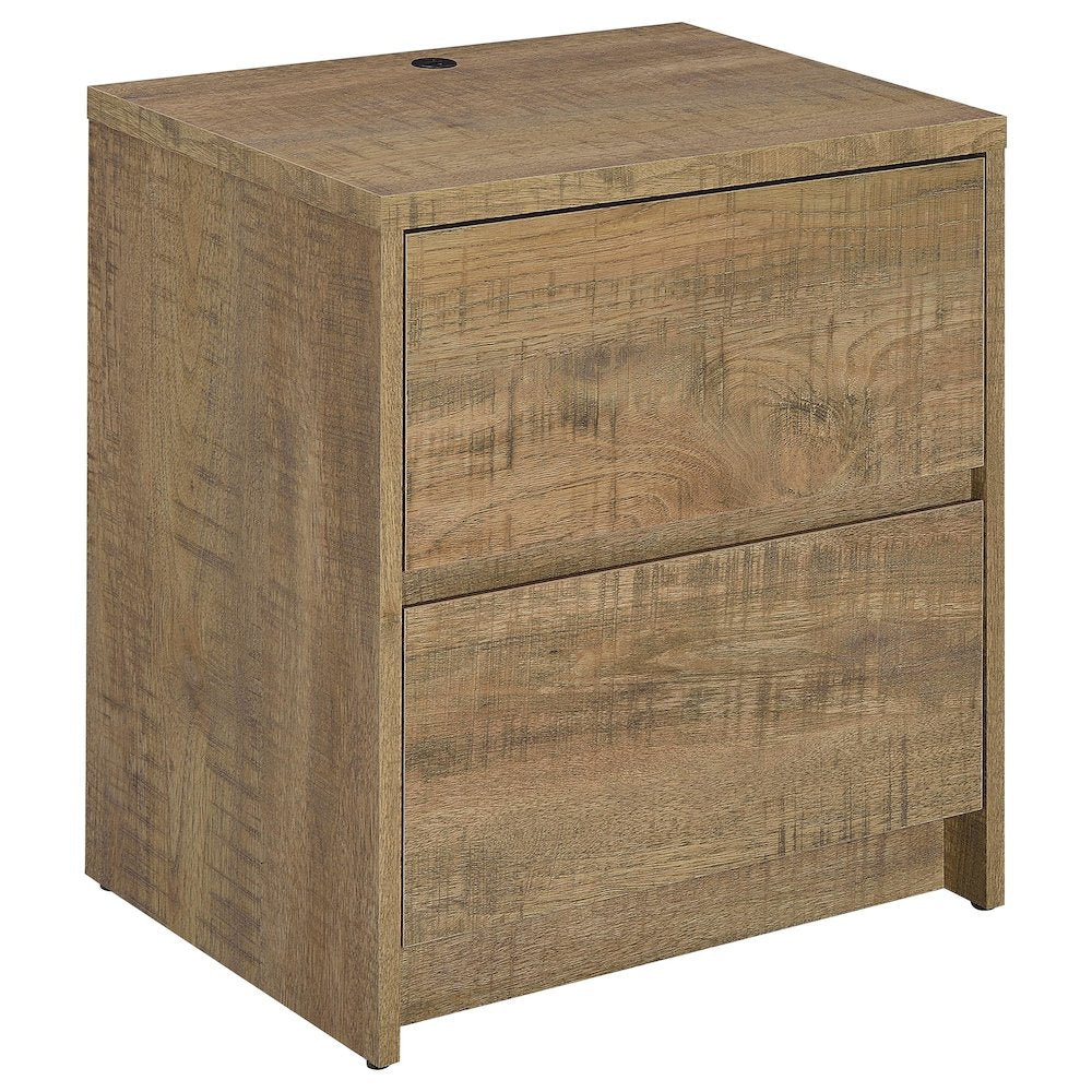 Geary Mango 2-drawer Nightstand LED Lights and USB