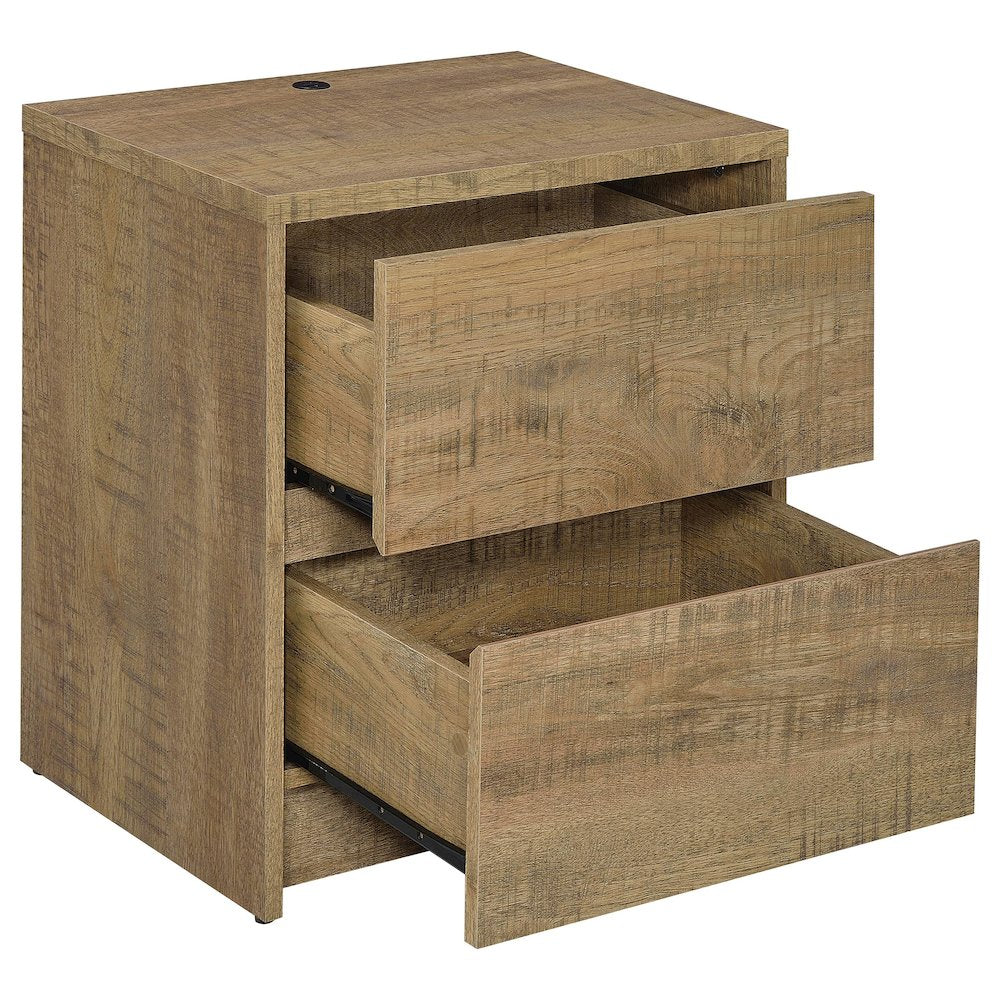Geary Mango 2-drawer Nightstand LED Lights and USB