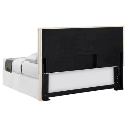 Sand Upholstered Headboard with Flange Details