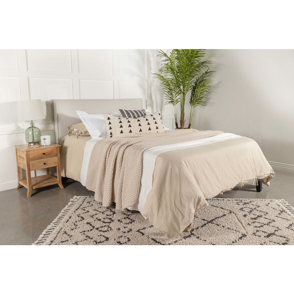 Sand Upholstered Headboard with Flange Details
