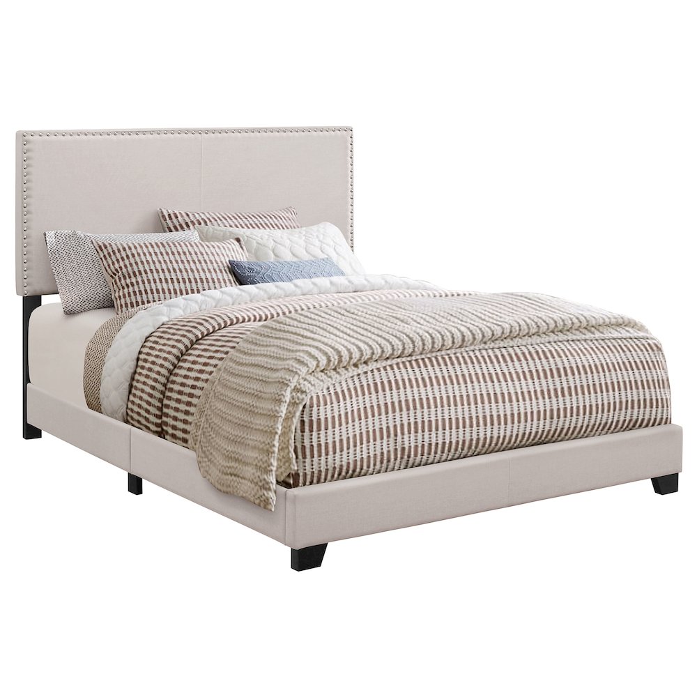 Upholstered Bed with Nailhead Trim