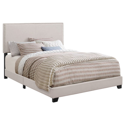 Upholstered Bed with Nailhead Trim