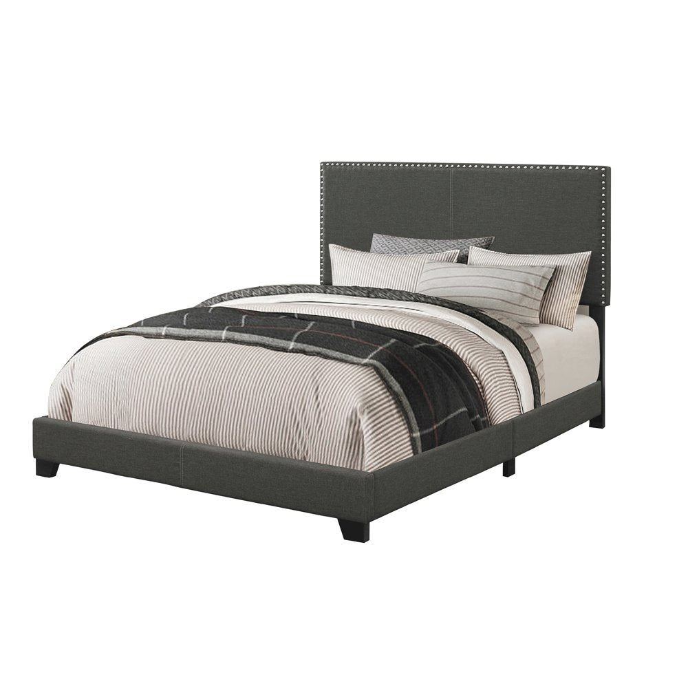 Upholstered Bed with Nailhead Trim