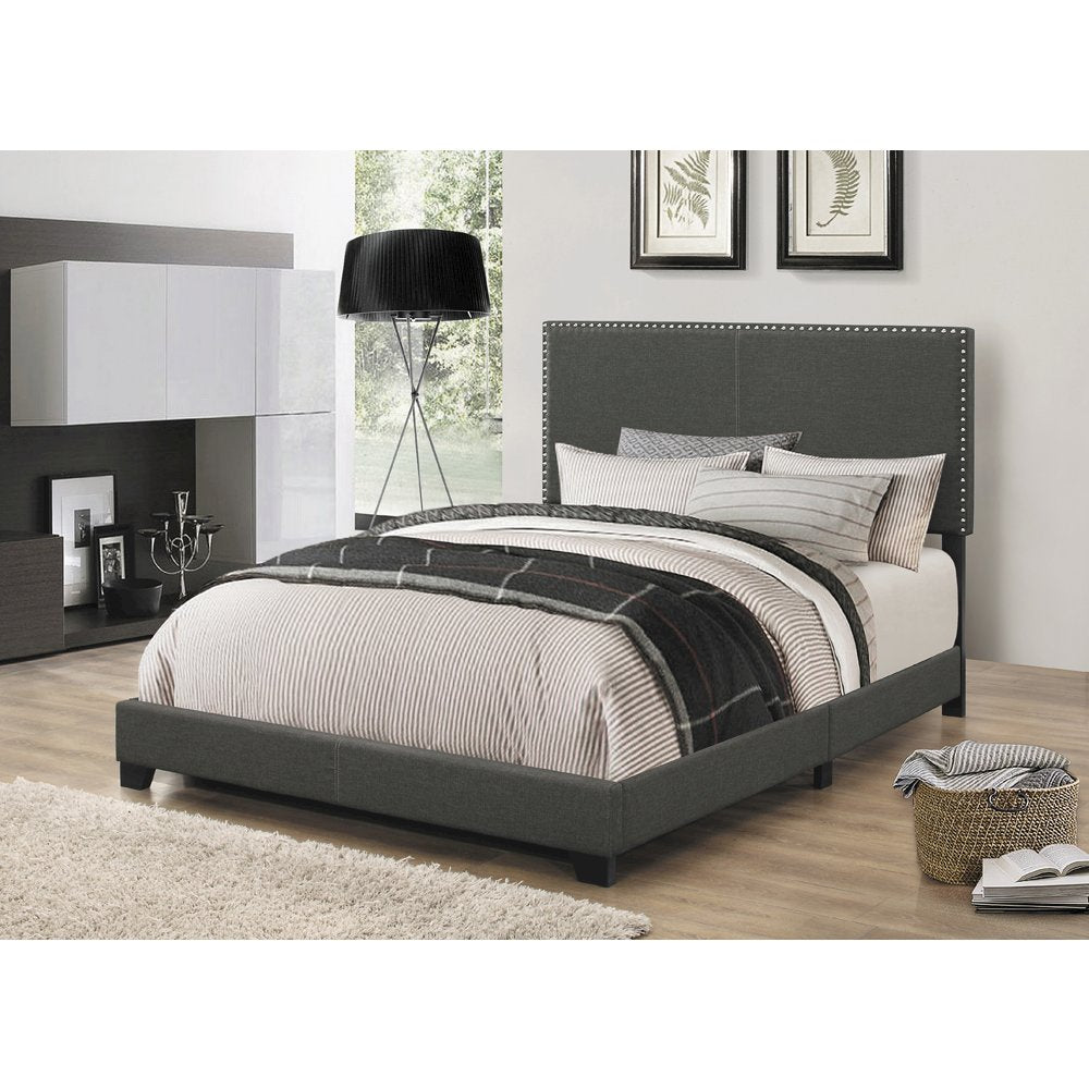 Upholstered Bed with Nailhead Trim