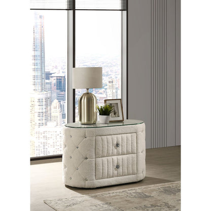 Santiago Ivory 2-drawer Upholstered Nightstand Bedside Table