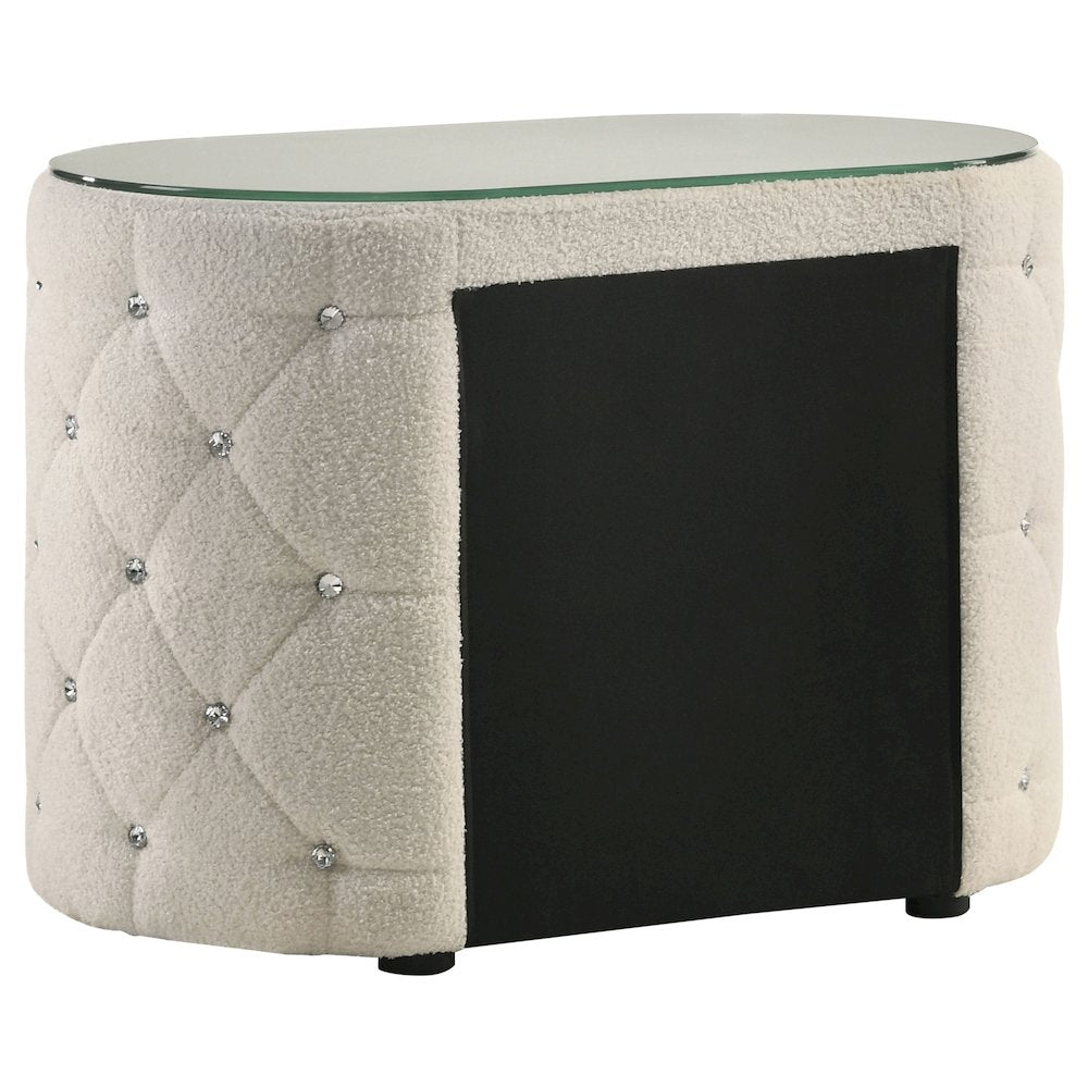 Santiago Ivory 2-drawer Upholstered Nightstand Bedside Table