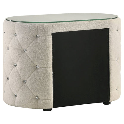Santiago Ivory 2-drawer Upholstered Nightstand Bedside Table