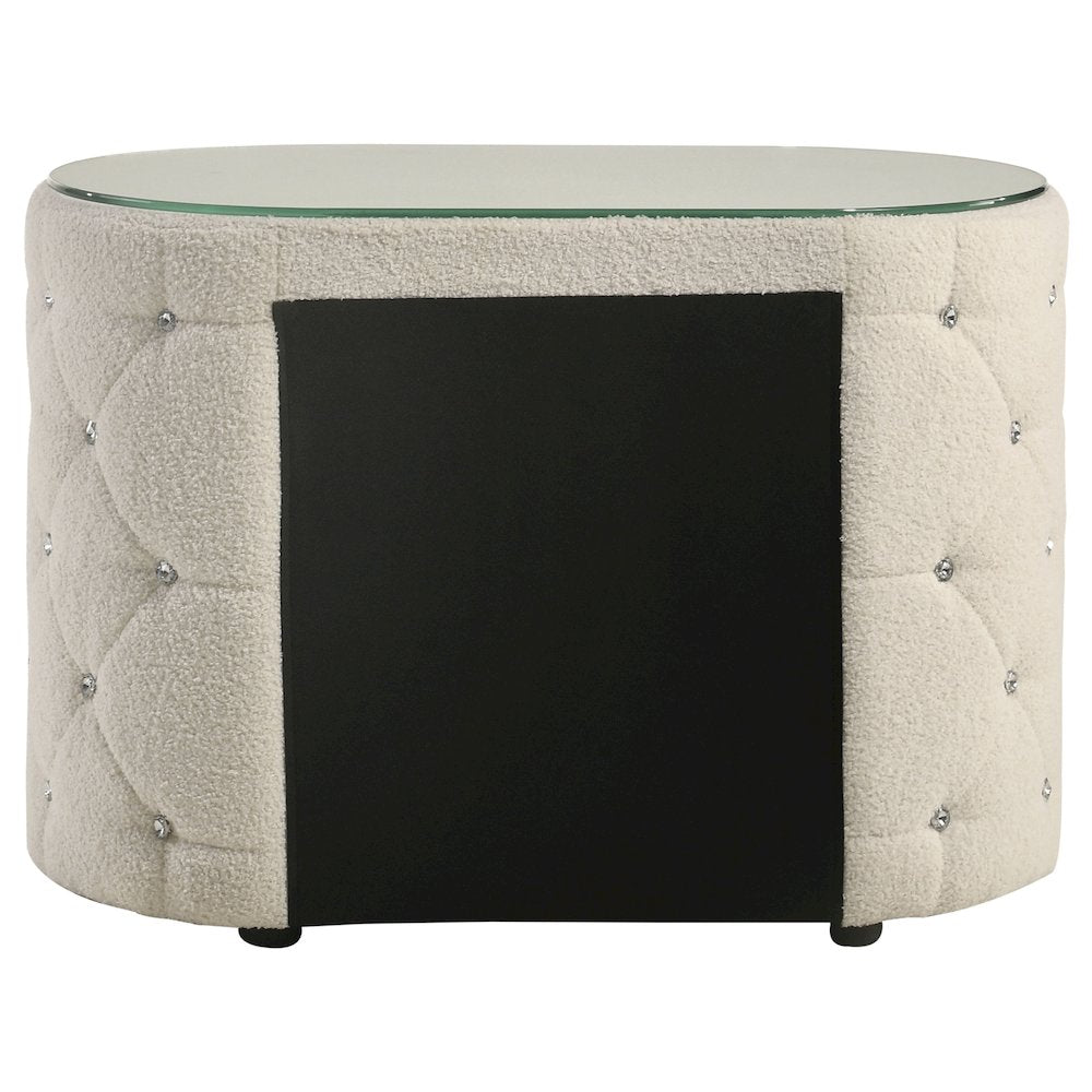 Santiago Ivory 2-drawer Upholstered Nightstand Bedside Table