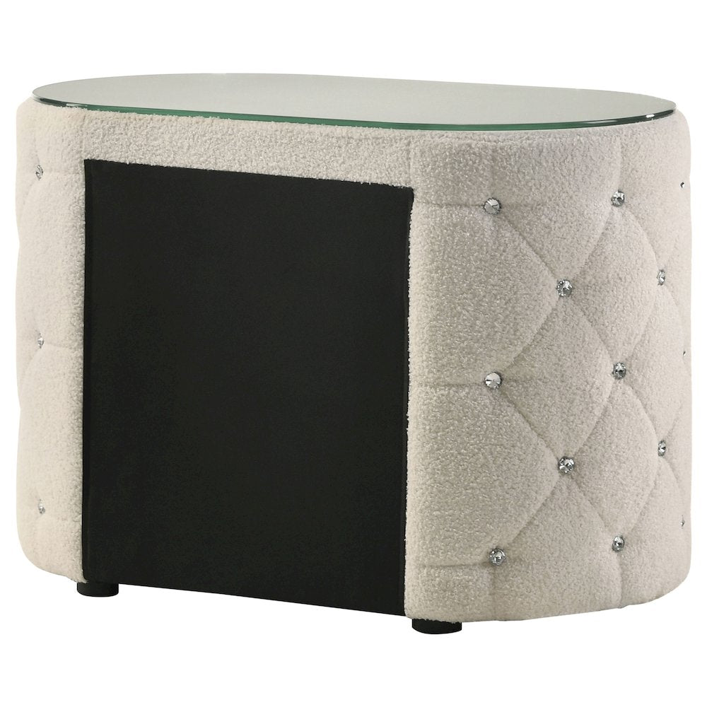 Santiago Ivory 2-drawer Upholstered Nightstand Bedside Table