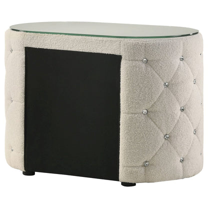 Santiago Ivory 2-drawer Upholstered Nightstand Bedside Table