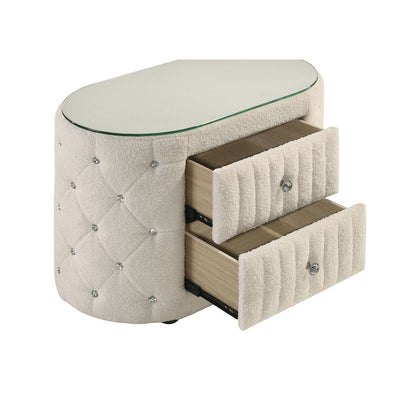 Santiago Ivory 2-drawer Upholstered Nightstand Bedside Table