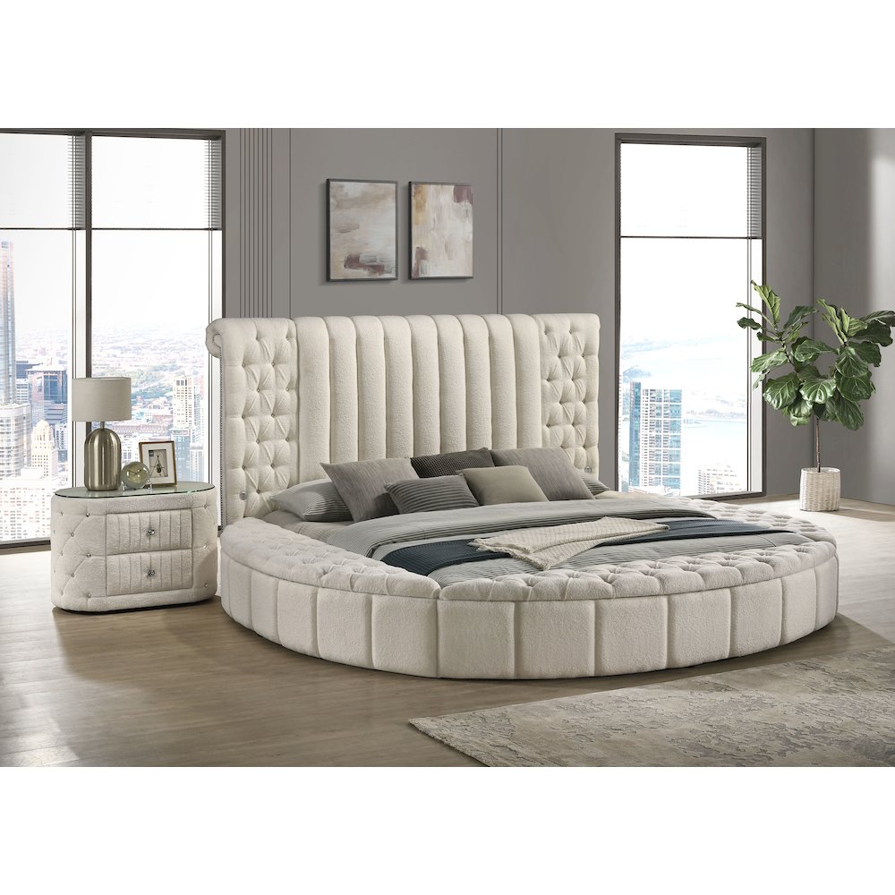 Santiago Ivory 2-drawer Upholstered Nightstand Bedside Table