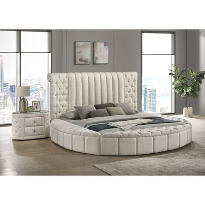 Santiago Ivory 2-drawer Upholstered Nightstand Bedside Table