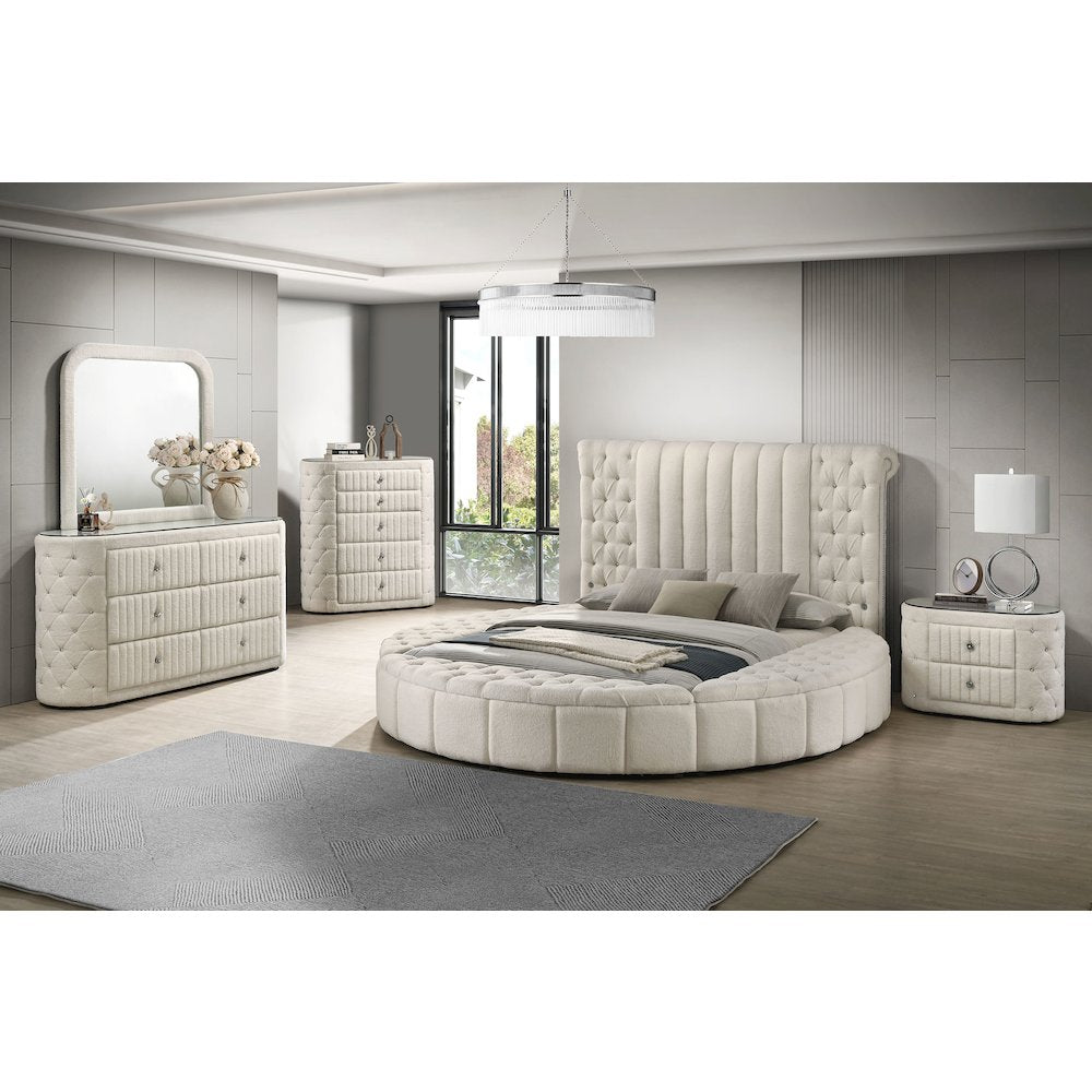 Santiago Ivory 2-drawer Upholstered Nightstand Bedside Table