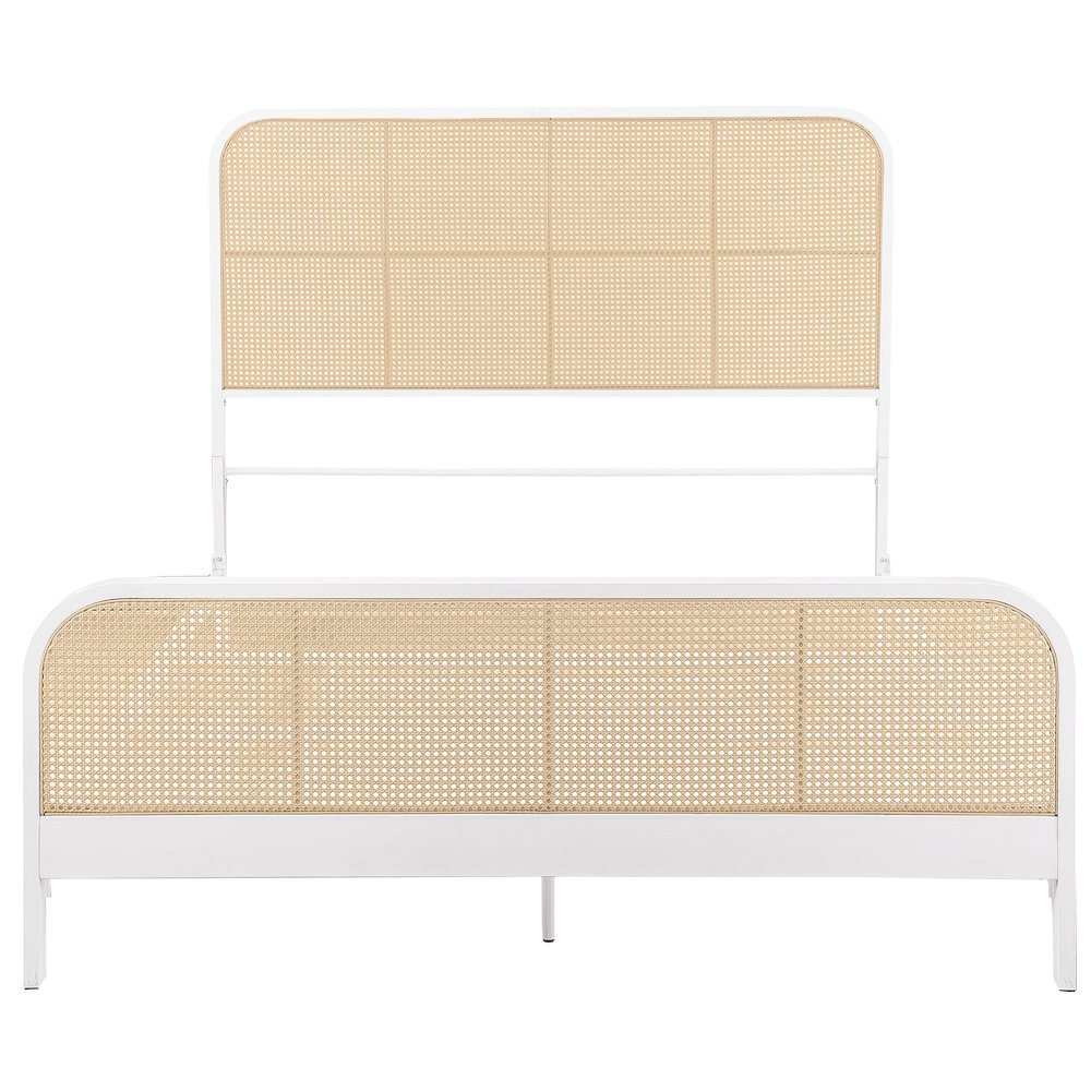 Randall White Open Cane Webbing Metal Queen Bed