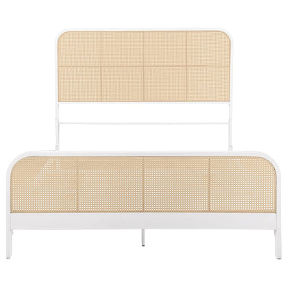 Randall White Open Cane Webbing Metal Queen Bed