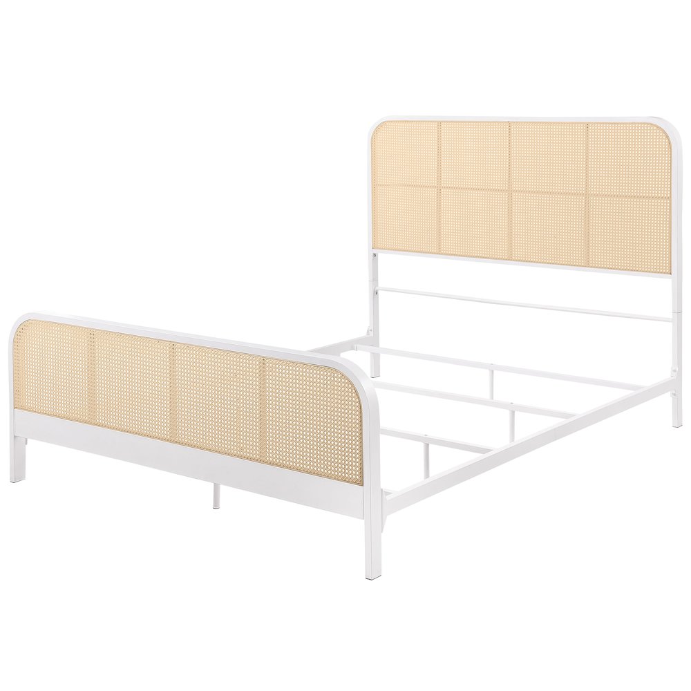Randall White Open Cane Webbing Metal Queen Bed