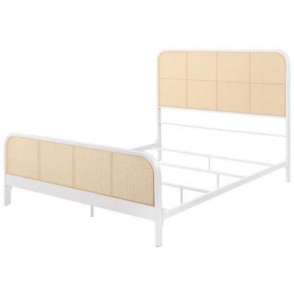 Randall White Open Cane Webbing Metal Queen Bed
