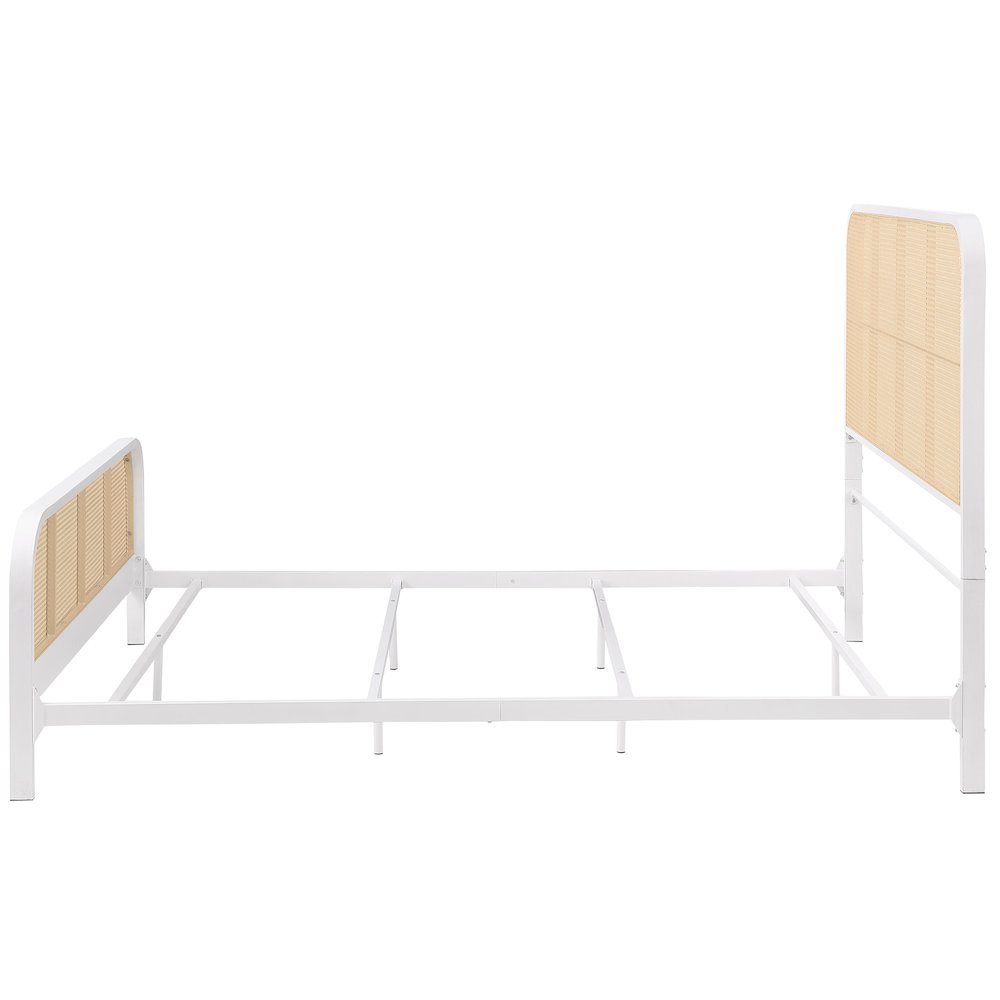 Randall White Open Cane Webbing Metal Queen Bed