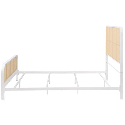 Randall White Open Cane Webbing Metal Queen Bed