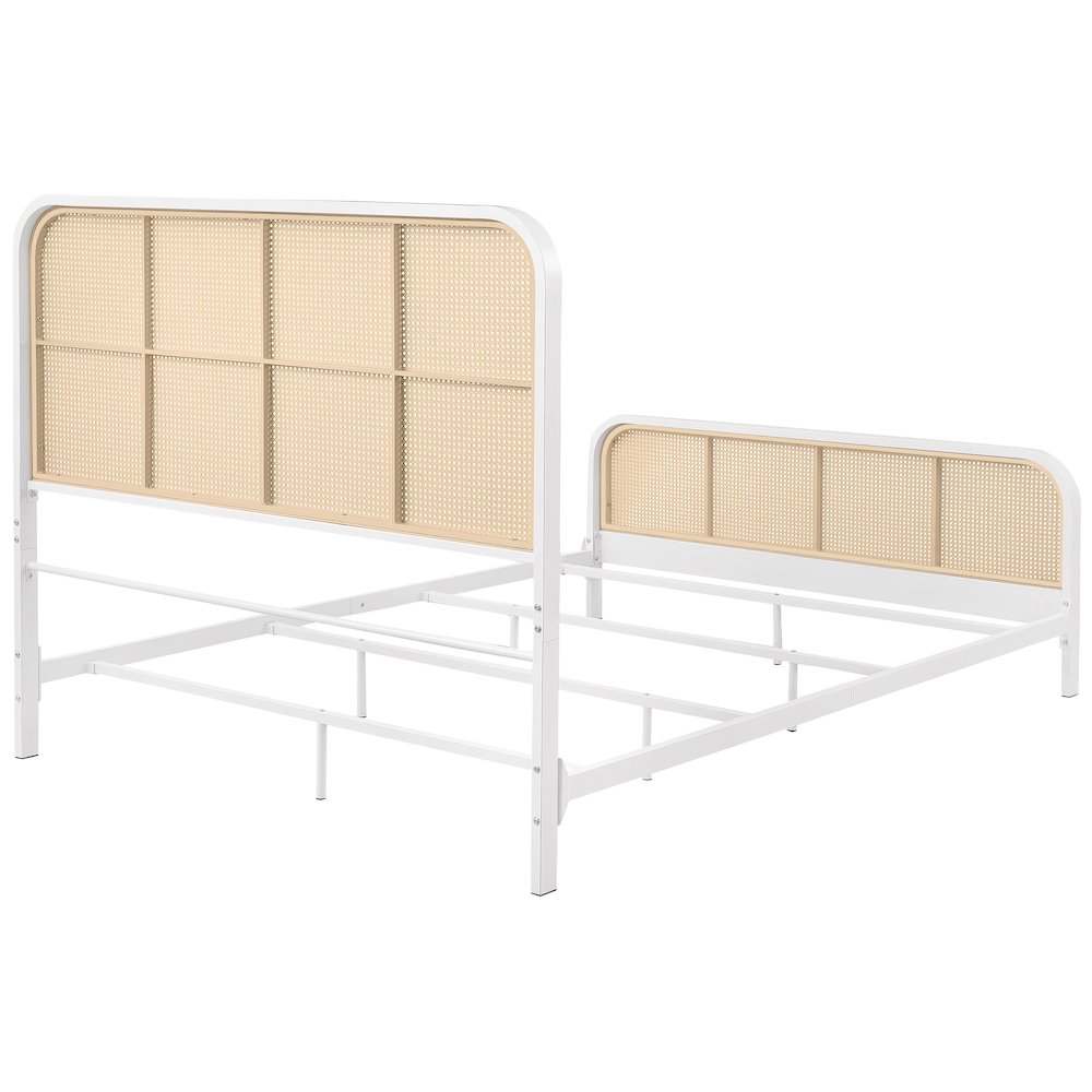Randall White Open Cane Webbing Metal Queen Bed