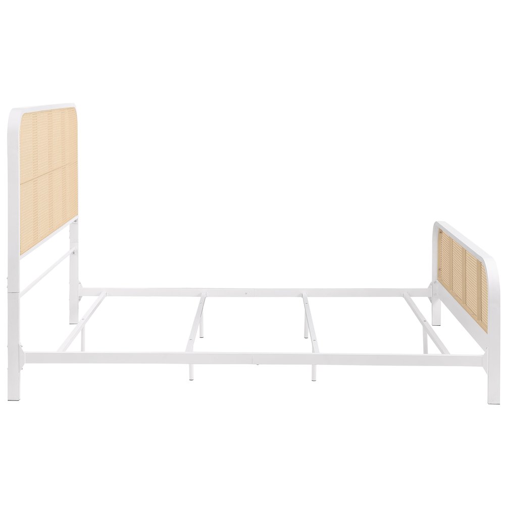 Randall White Open Cane Webbing Metal Queen Bed