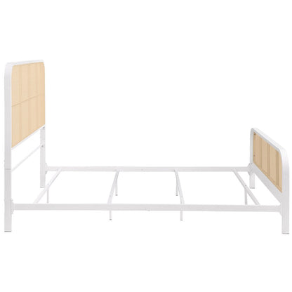 Randall White Open Cane Webbing Metal Queen Bed