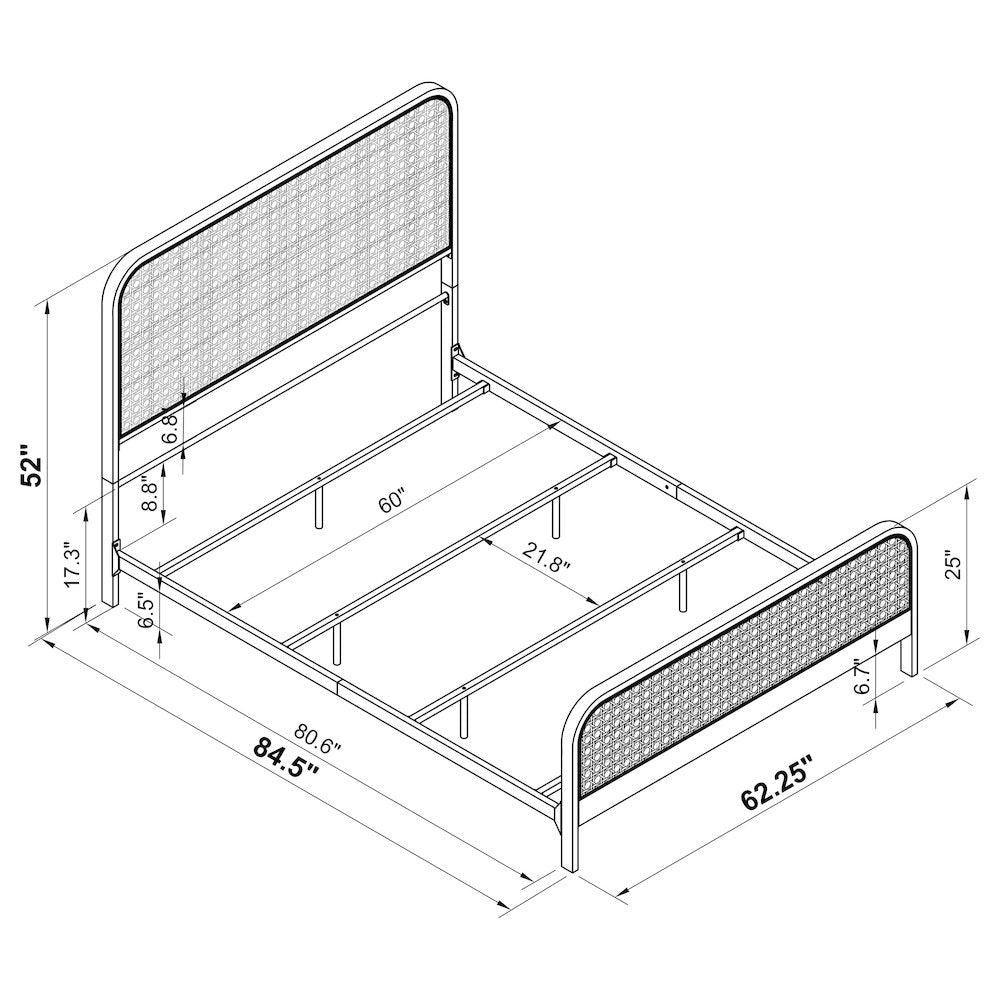 Randall White Open Cane Webbing Metal Queen Bed