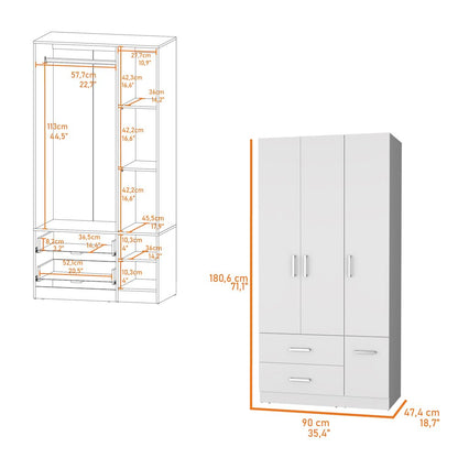 4-Door 2-Drawer Armoire White