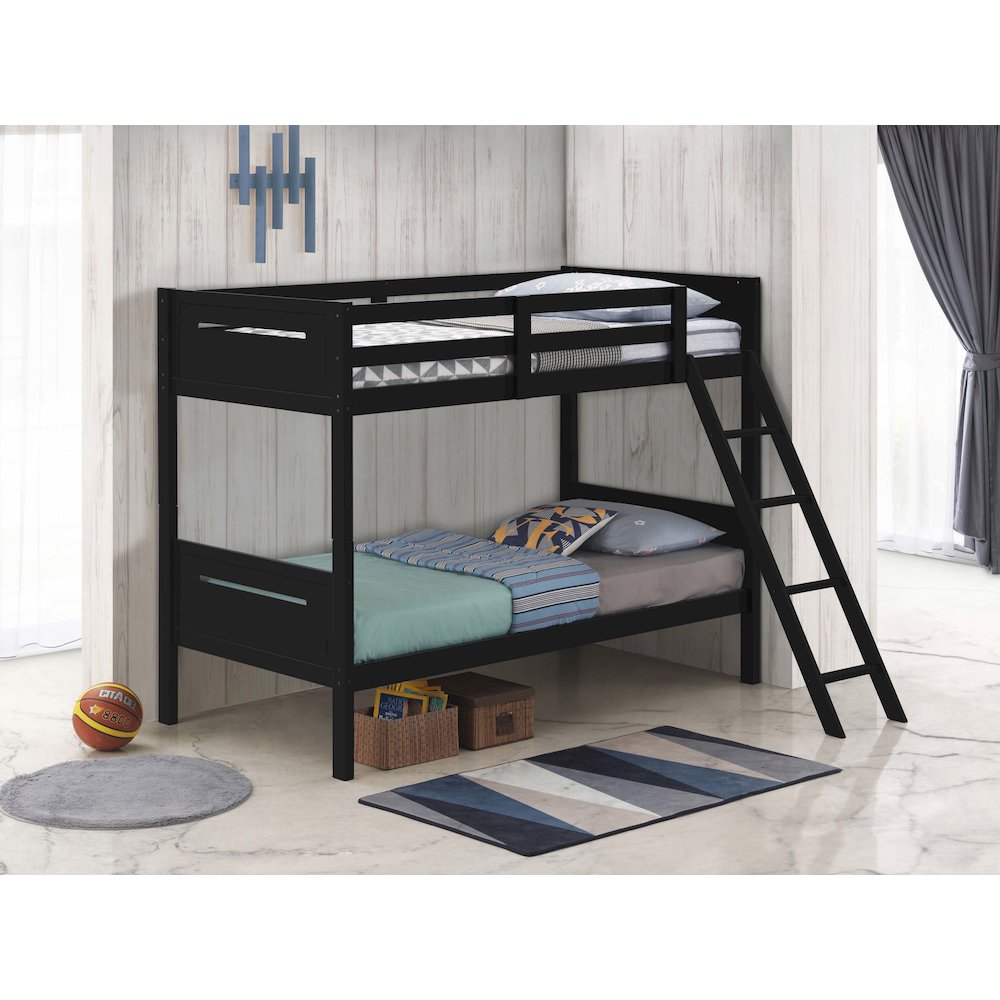 Wooden Bunk Bed with Built-in Ladder