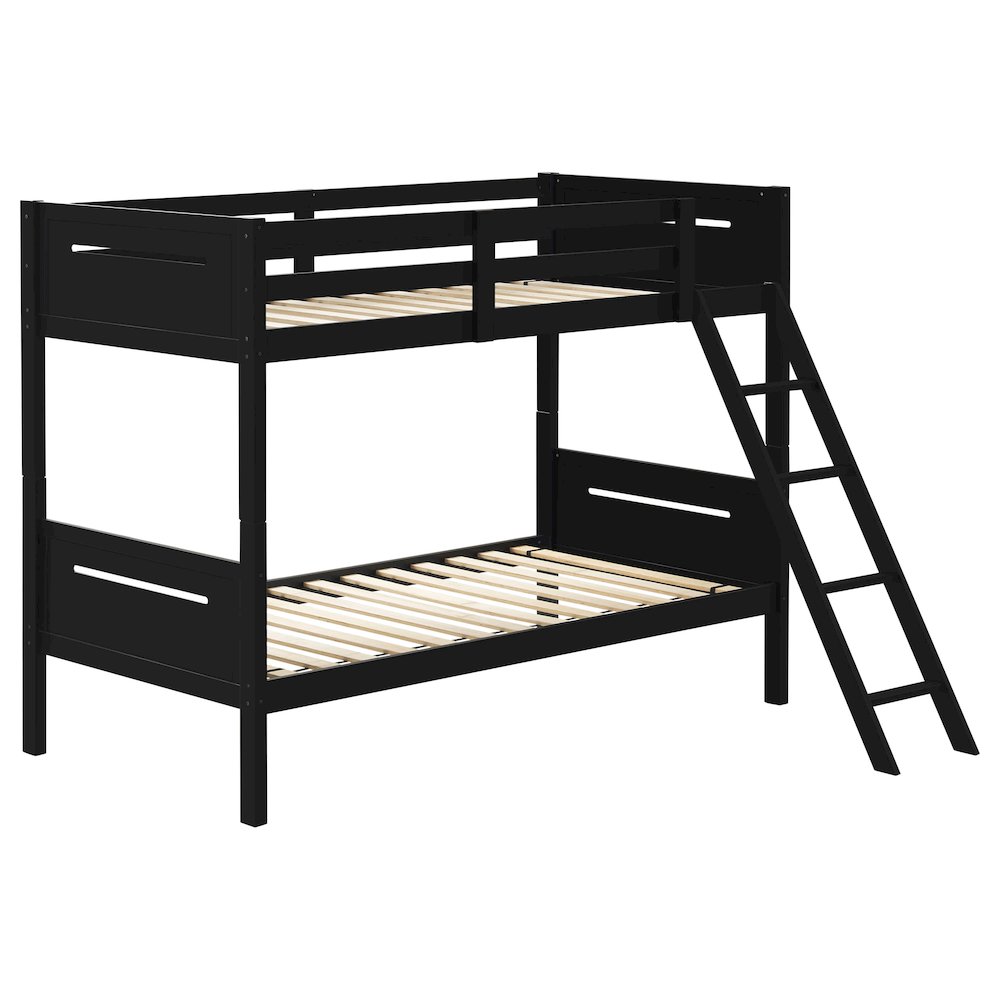 Wooden Bunk Bed with Built-in Ladder